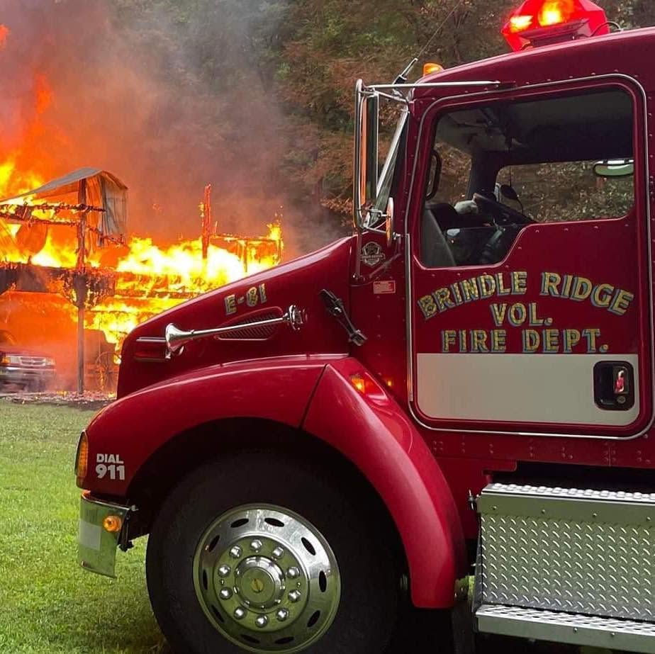 Engine 81 in front of a fire